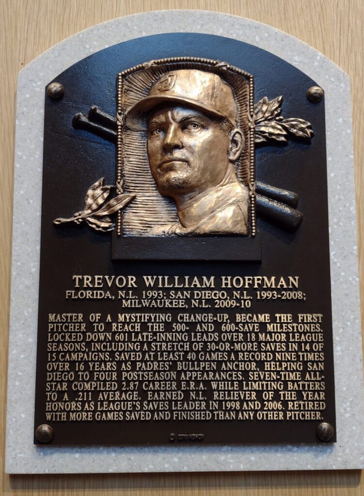 Trevor Hoffman's Hall of Fame plaque